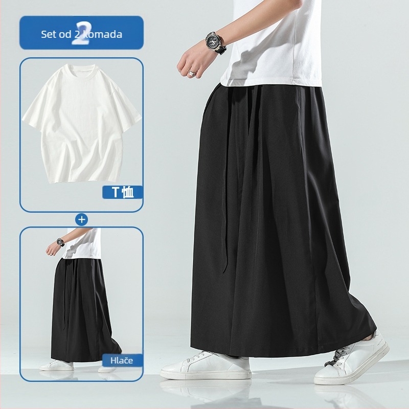 Casual hlače s kineskim stilom, ravna krojenja, skraćena duljina, srednji pojas