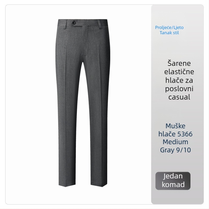 Hlače ravnog kroja s drapiranom linijom, za muškarce i žene, poslovno casual stil, elastične, 9/10 dužine, ljetni dojam