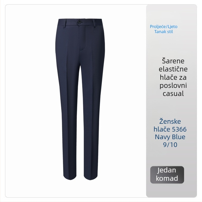 Hlače ravnog kroja s drapiranom linijom, za muškarce i žene, poslovno casual stil, elastične, 9/10 dužine, ljetni dojam
