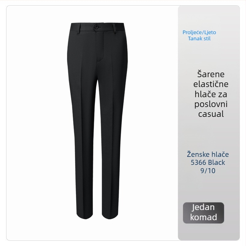 Hlače ravnog kroja s drapiranom linijom, za muškarce i žene, poslovno casual stil, elastične, 9/10 dužine, ljetni dojam