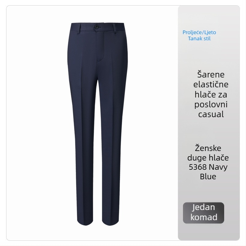 Hlače ravnog kroja s drapiranom linijom, za muškarce i žene, poslovno casual stil, elastične, 9/10 dužine, ljetni dojam