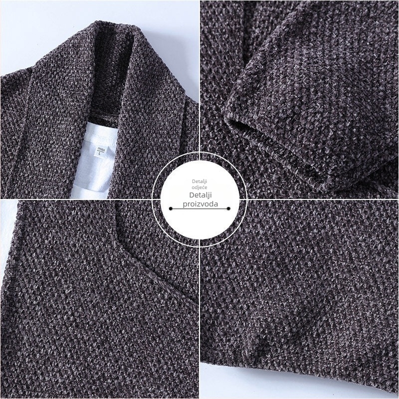 Muški kardigan, V-izrez, dugi rukav, mješavina poliestera 50%, ravni kroj