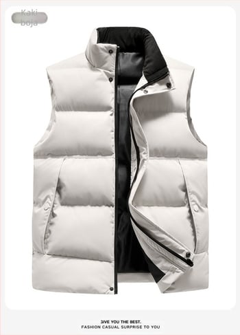 Muška pamučna vesta s poliester punilom i podstavom od poliester, sportski stil, kroj FIT, odvojivi ovratnik