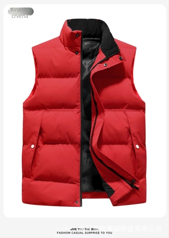 Muška pamučna vesta s poliester punilom i podstavom od poliester, sportski stil, kroj FIT, odvojivi ovratnik