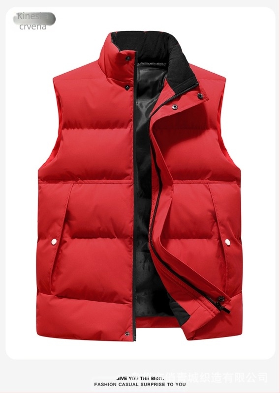 Muška pamučna vesta s poliester punilom i podstavom od poliester, sportski stil, kroj FIT, odvojivi ovratnik