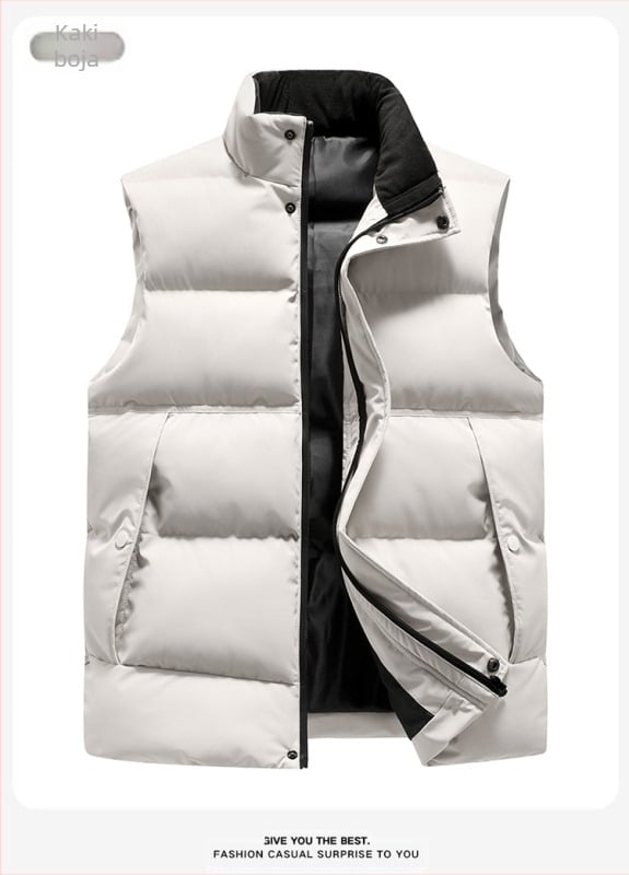 Muška pamučna vesta s poliester punilom i podstavom od poliester, sportski stil, kroj FIT, odvojivi ovratnik