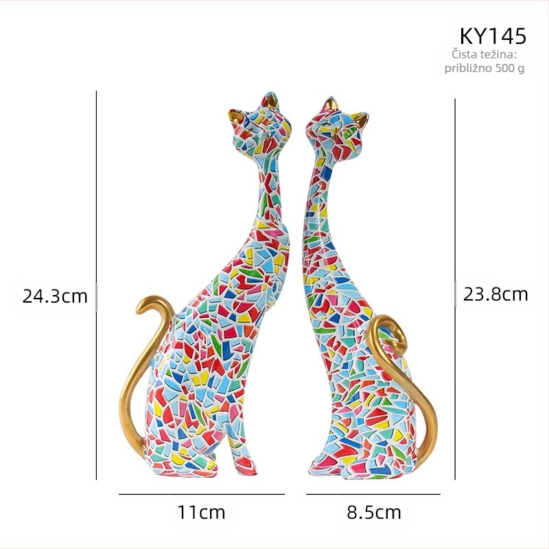 Mačji ukras od smole – apstraktna stolna skulptura u modernom minimalističkom stilu