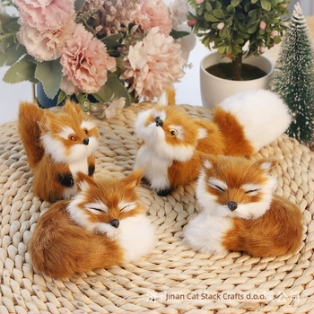 Realistična lisica pliš figura — umjetna dlaka, životinjski lik, Cat crafts