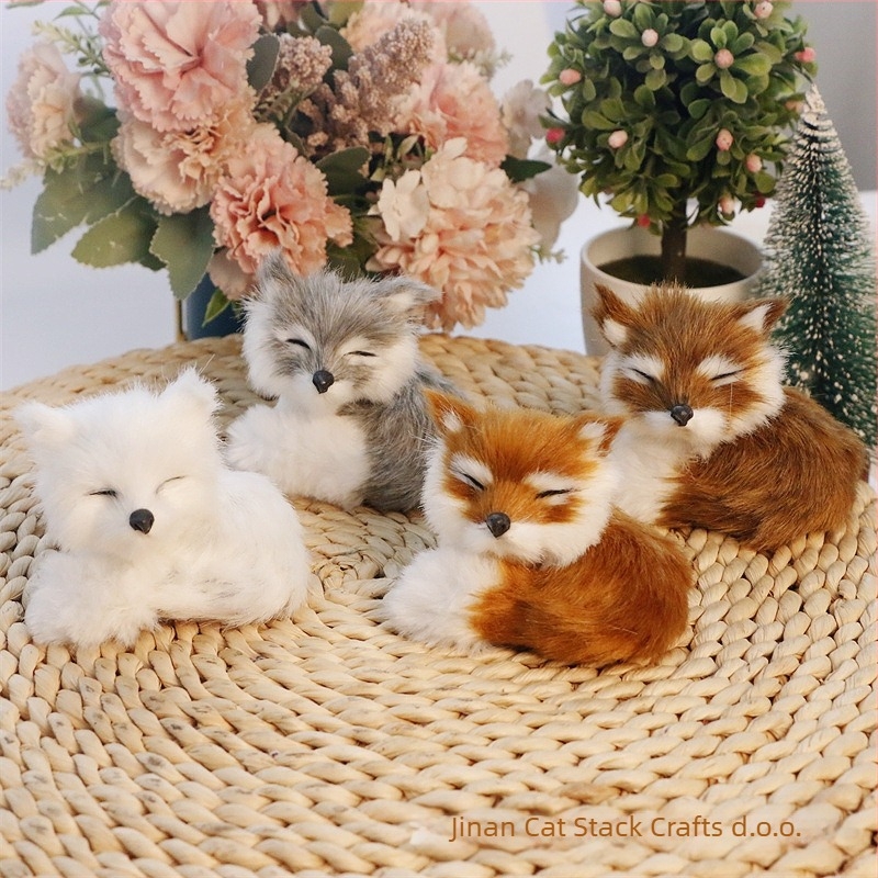 Realistična lisica pliš figura — umjetna dlaka, životinjski lik, Cat crafts