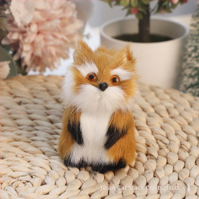 Realistična lisica pliš figura — umjetna dlaka, životinjski lik, Cat crafts
