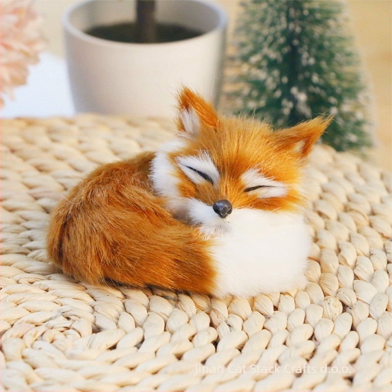 Realistična lisica pliš figura — umjetna dlaka, životinjski lik, Cat crafts
