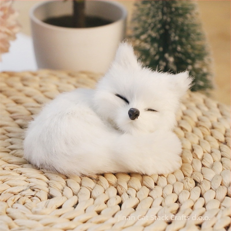 Realistična lisica pliš figura — umjetna dlaka, životinjski lik, Cat crafts