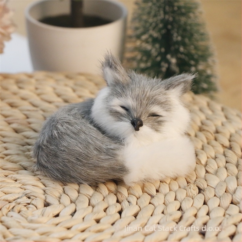Realistična lisica pliš figura — umjetna dlaka, životinjski lik, Cat crafts