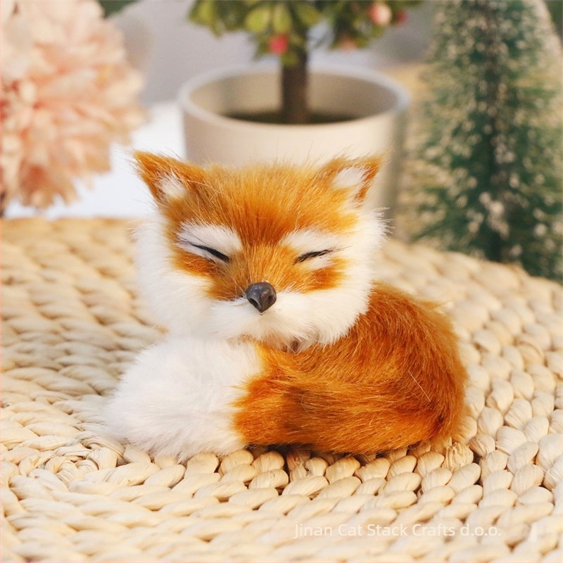 Realistična lisica pliš figura — umjetna dlaka, životinjski lik, Cat crafts