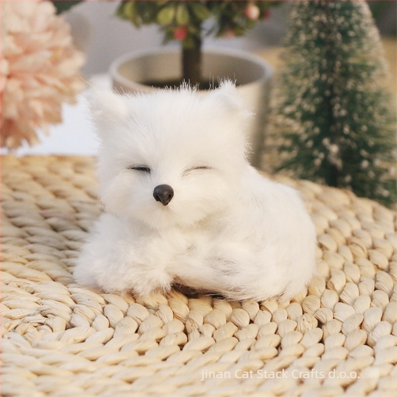 Realistična lisica pliš figura — umjetna dlaka, životinjski lik, Cat crafts