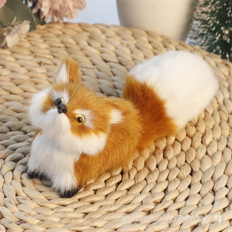 Realistična lisica pliš figura — umjetna dlaka, životinjski lik, Cat crafts