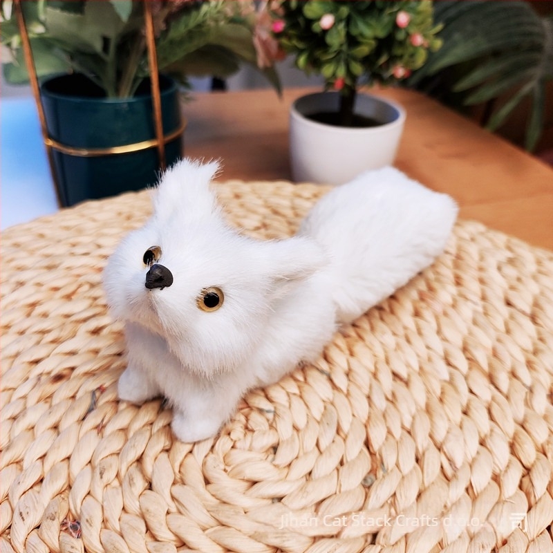 Realistična lisica pliš figura — umjetna dlaka, životinjski lik, Cat crafts
