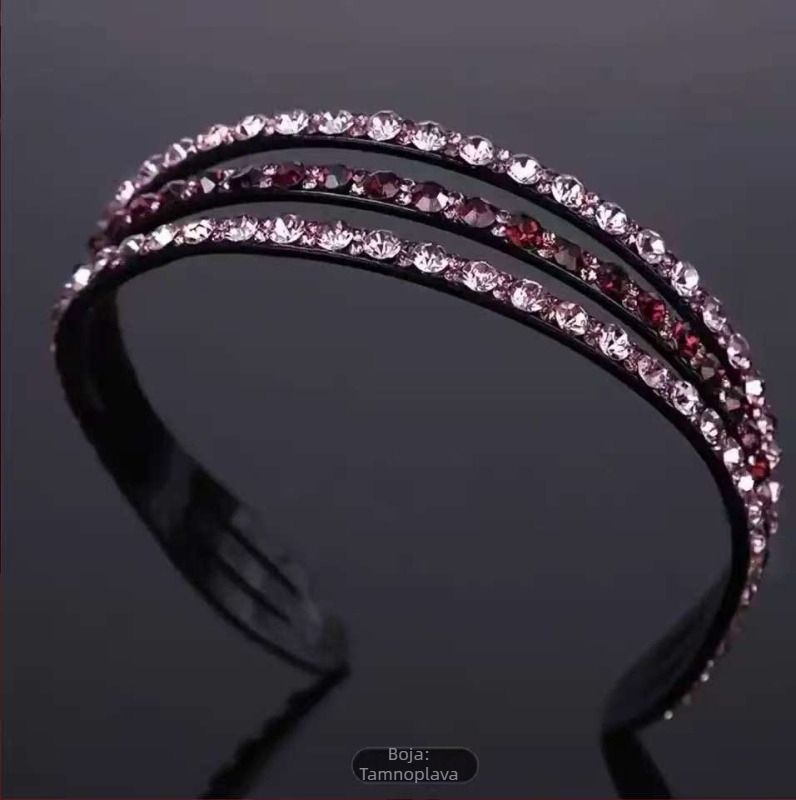 Čelenka za kosu s kristalima, široka — za njegu lica, ženski dodaci za kosu, stil princeze, proljeće 2025