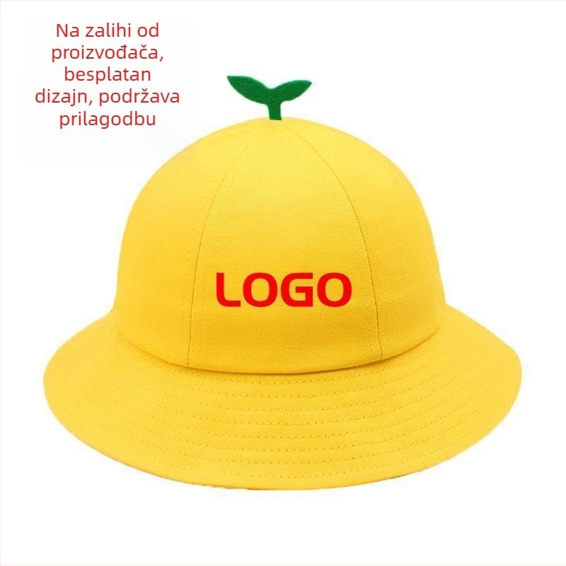 Dječja ribarska kapa s logom, zaštita od sunca, kratki rub, pamuk-poliester