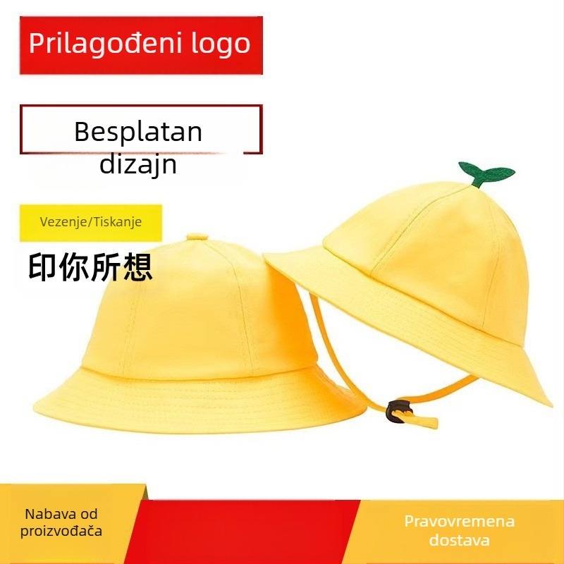 Dječja ribarska kapa s logom, zaštita od sunca, kratki rub, pamuk-poliester