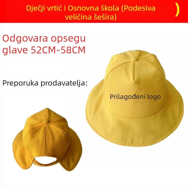 Dječja ribarska kapa s logom, zaštita od sunca, kratki rub, pamuk-poliester