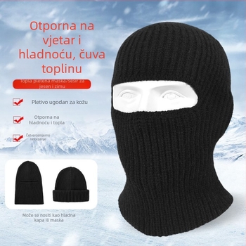 Balaklava za vožnju biciklom: vjetroodbojna, topla pletena kapuljača s zaštitom za uši, univerzalno, poliester