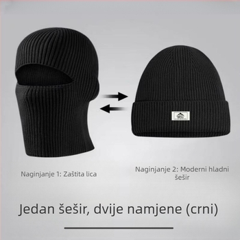 Balaklava za vožnju biciklom: vjetroodbojna, topla pletena kapuljača s zaštitom za uši, univerzalno, poliester