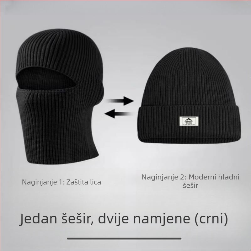 Balaklava za vožnju biciklom: vjetroodbojna, topla pletena kapuljača s zaštitom za uši, univerzalno, poliester