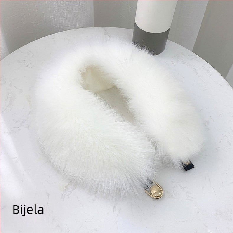 Ink šal s kragnom od umjetne lisice, pleten od najlona, topao zimi, širina 12 cm