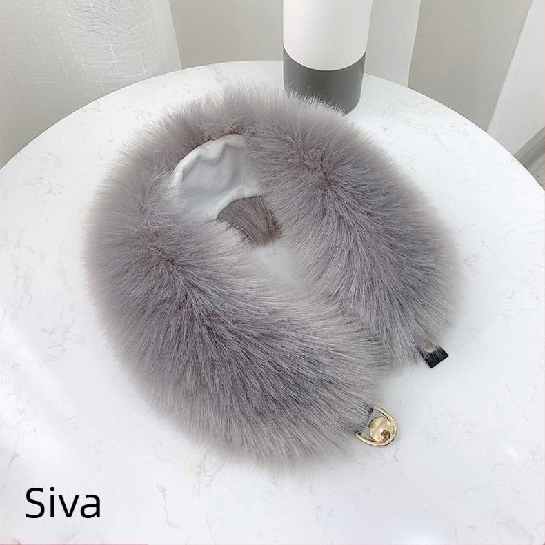 Ink šal s kragnom od umjetne lisice, pleten od najlona, topao zimi, širina 12 cm