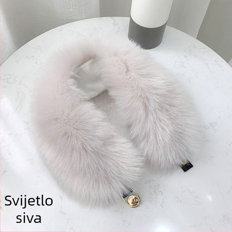 Ink šal s kragnom od umjetne lisice, pleten od najlona, topao zimi, širina 12 cm