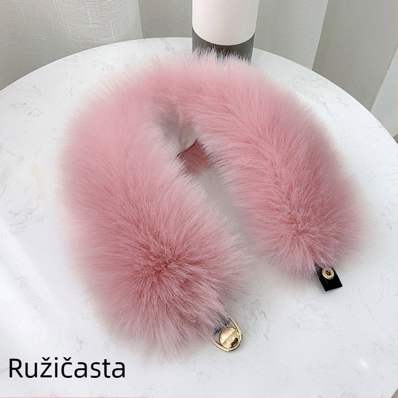 Ink šal s kragnom od umjetne lisice, pleten od najlona, topao zimi, širina 12 cm