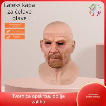 Latex maska za cijelo lice – holohlavi stariji muškarac, za DIY Halloween cosplay
