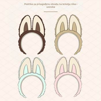 Traka za glavu s vilinskim ušima za pranje lica, punjena, ručna izrada, unisex (Punjena; Ručna izrada; Traka za glavu; Slatka; Unisex)