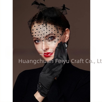 Set za kosu od mreže s perima i čipkanim rukavicama — ručna izrada, šifra proizvoda WEN7-30, individualno pakirano, za žene