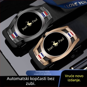 Muški kaiš od PU kože s automatskim kopčanjem; svestran stil; širina 2-4 cm; kopča od legure; završna obarada: elektroplatiranje i ručna izrada