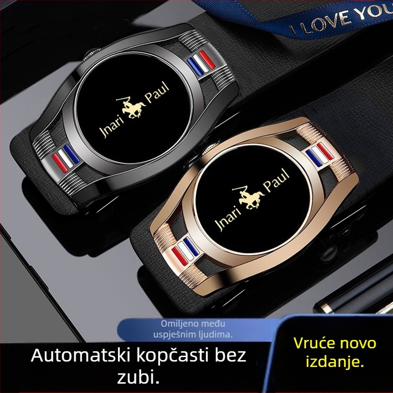Muški kaiš od PU kože s automatskim kopčanjem; svestran stil; širina 2-4 cm; kopča od legure; završna obarada: elektroplatiranje i ručna izrada