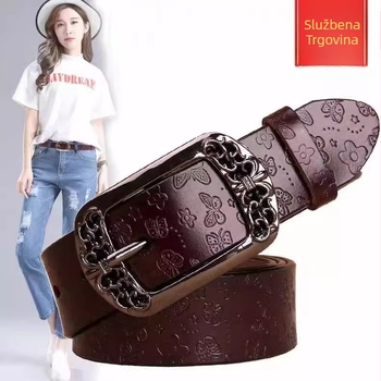 Ženski kaiš od umjetne kože, kopča od legure, kopčanje s iglom, poslovni/višenamjenski/visoke kvalitete stil, ljeto 2024