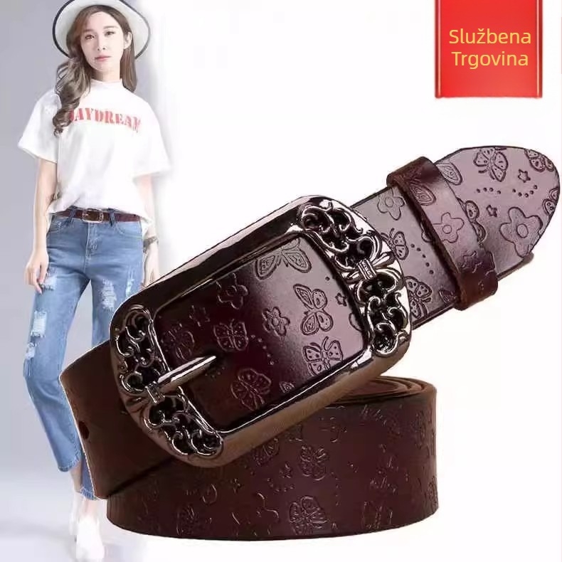 Ženski kaiš od umjetne kože, kopča od legure, kopčanje s iglom, poslovni/višenamjenski/visoke kvalitete stil, ljeto 2024