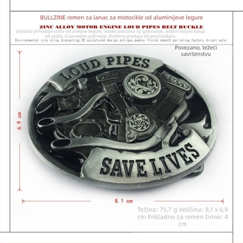 BULLZINE kopča za remen od cinkovog legura – zapadnjački kaubojski stil, glatka kopča – ljeto 2020, premaz tin antik