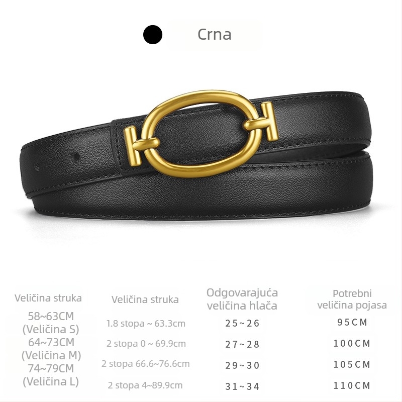 Ženski kaiš od prave kože s pločastom kopčom od legure, širina 2–4 cm, reljefna površina, retro minimalistički stil