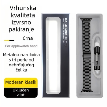 Nerđajući čelični kaiš za Apple Watch s dizajnom od tri kuglice, boja Starlight, modernan i izdržljiv