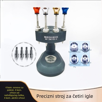 Precizna mašina za učitavanje četiri igle za stolni popravak – metalna konstrukcija, komplet od 10 kom., za kućnu upotrebu, uključuje 4 čelična držača jezgre i 4 čelične mlaznice