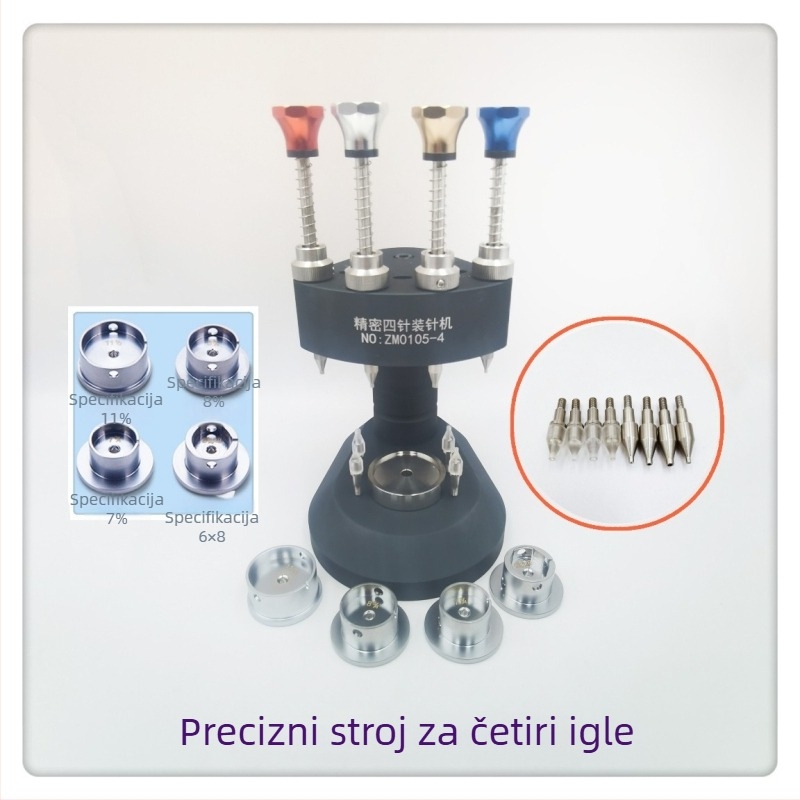 Precizna mašina za učitavanje četiri igle za stolni popravak – metalna konstrukcija, komplet od 10 kom., za kućnu upotrebu, uključuje 4 čelična držača jezgre i 4 čelične mlaznice