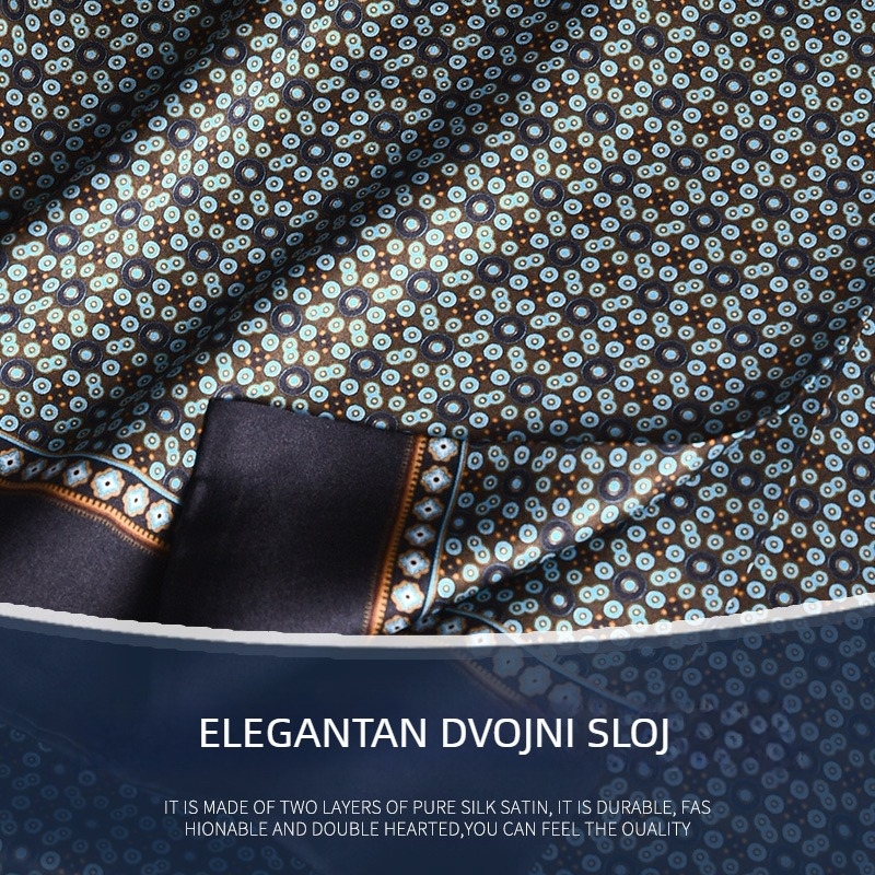 Muški šal od mulberry svile, dug, ravna tkanina, moderan gradski stil, proljeće 2025