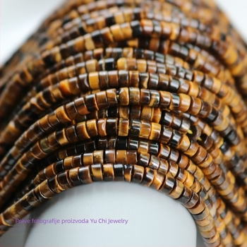 Disk spacer perle od prirodnog tigrovog oka za ogrlicu, diskovog oblika s centralnom rupom, perle za ogrlicu