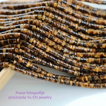 Disk spacer perle od prirodnog tigrovog oka za ogrlicu, diskovog oblika s centralnom rupom, perle za ogrlicu