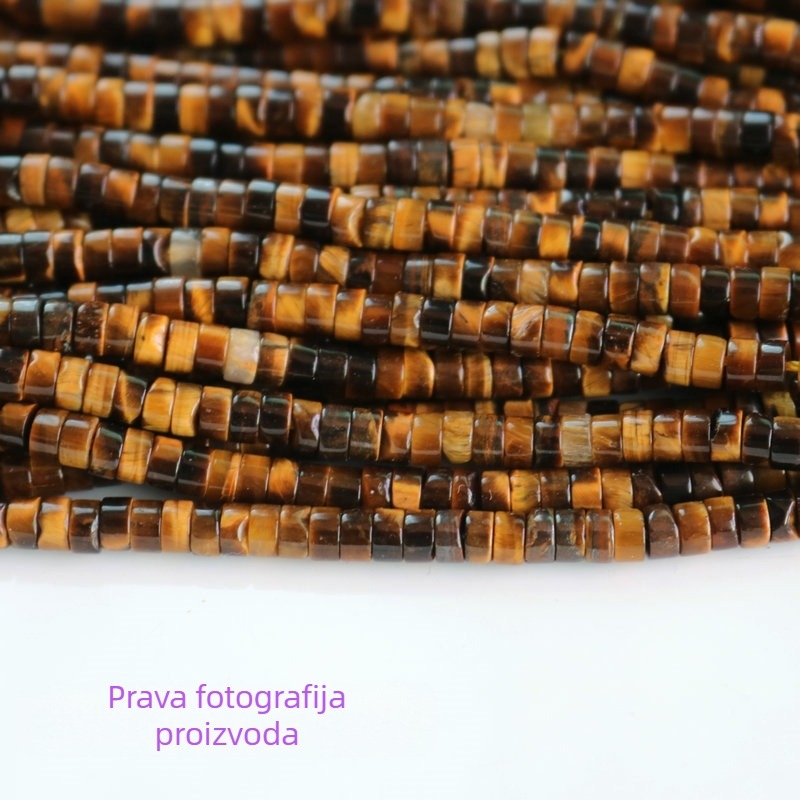 Disk spacer perle od prirodnog tigrovog oka za ogrlicu, diskovog oblika s centralnom rupom, perle za ogrlicu