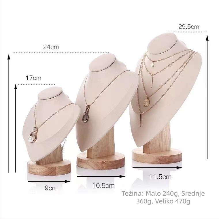 Stalak za izlaganje ogrlica - monolitni model, masivno drvo, uspravni prikaz, marka Year of Prayer