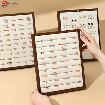 Držač za nakit za prstenje i naušnice – drvo, kvadratni dizajn, jednoslojni, spojna konstrukcija